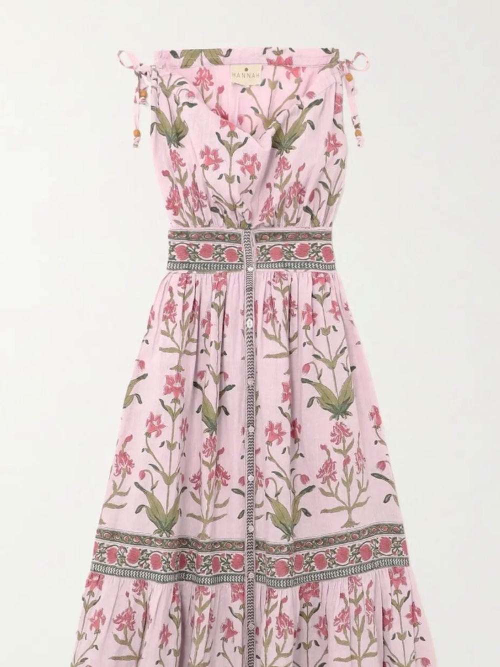 Ari pleated floral-print linen midi dress